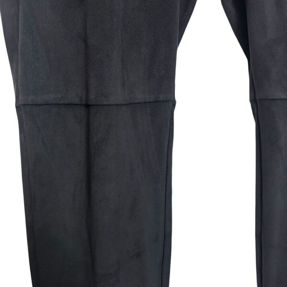 HUE Women's Faux-Suede Pull On Pants Women L Black Minimalist Goth Preppy Boho - Picture 4 of 6